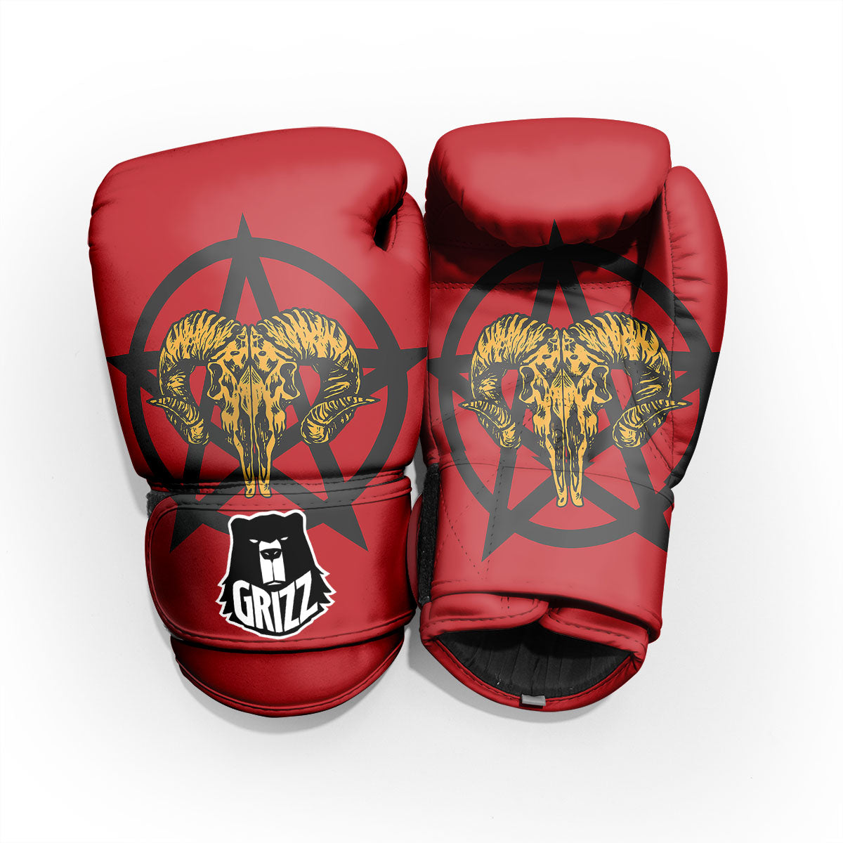 Pentagram Goat Skull Print Pro Boxing Glove