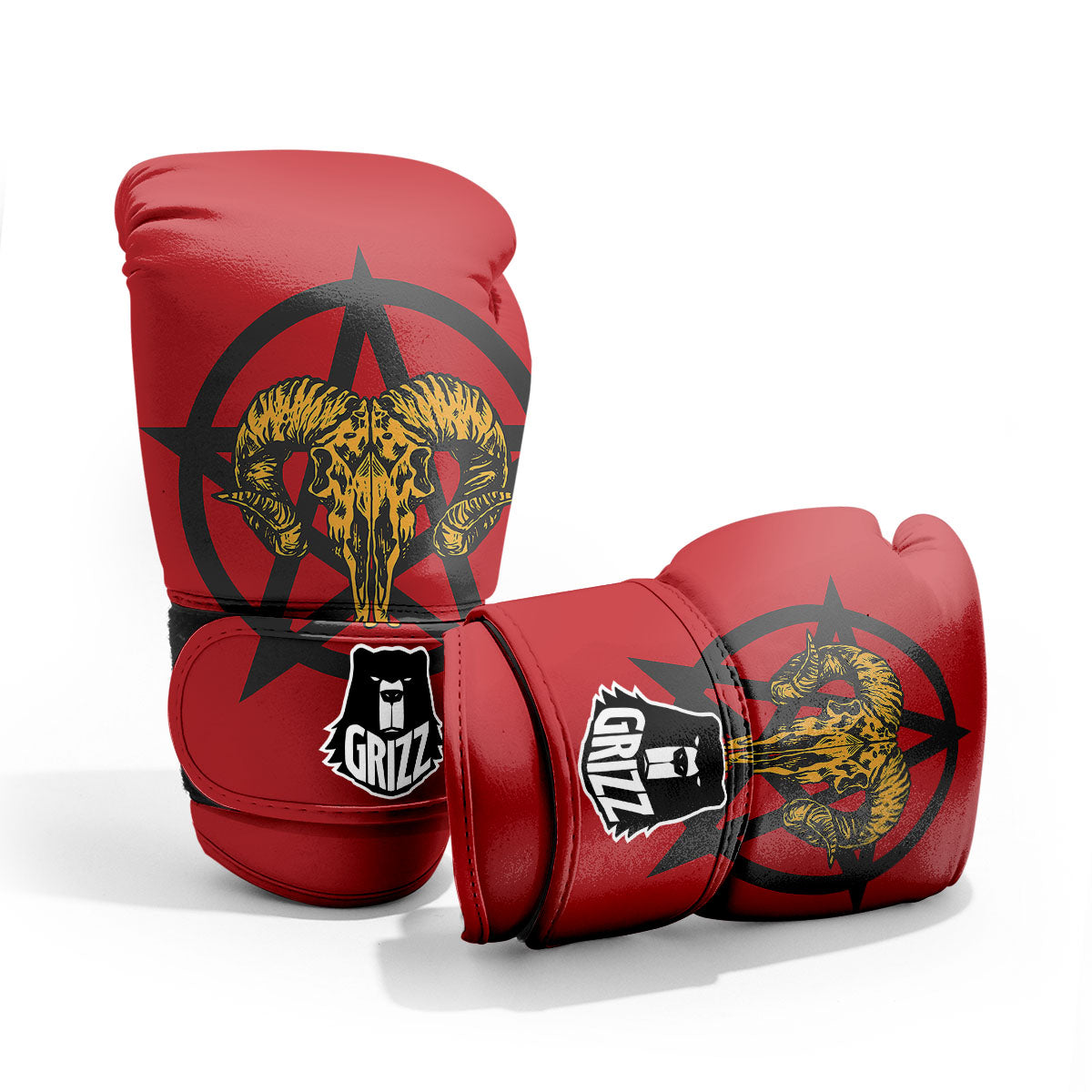 Pentagram Goat Skull Print Pro Boxing Glove