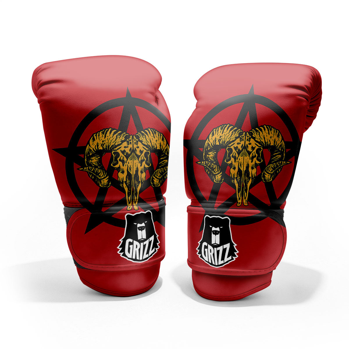 Pentagram Goat Skull Print Pro Boxing Glove