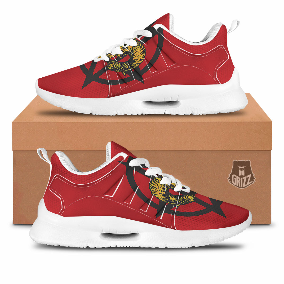 Pentagram Goat Skull Print Tennis Shoes-grizzshop