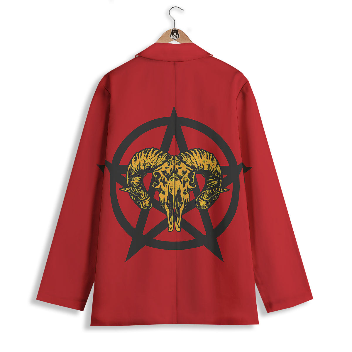 Pentagram Goat Skull Print Women's Blazer-grizzshop