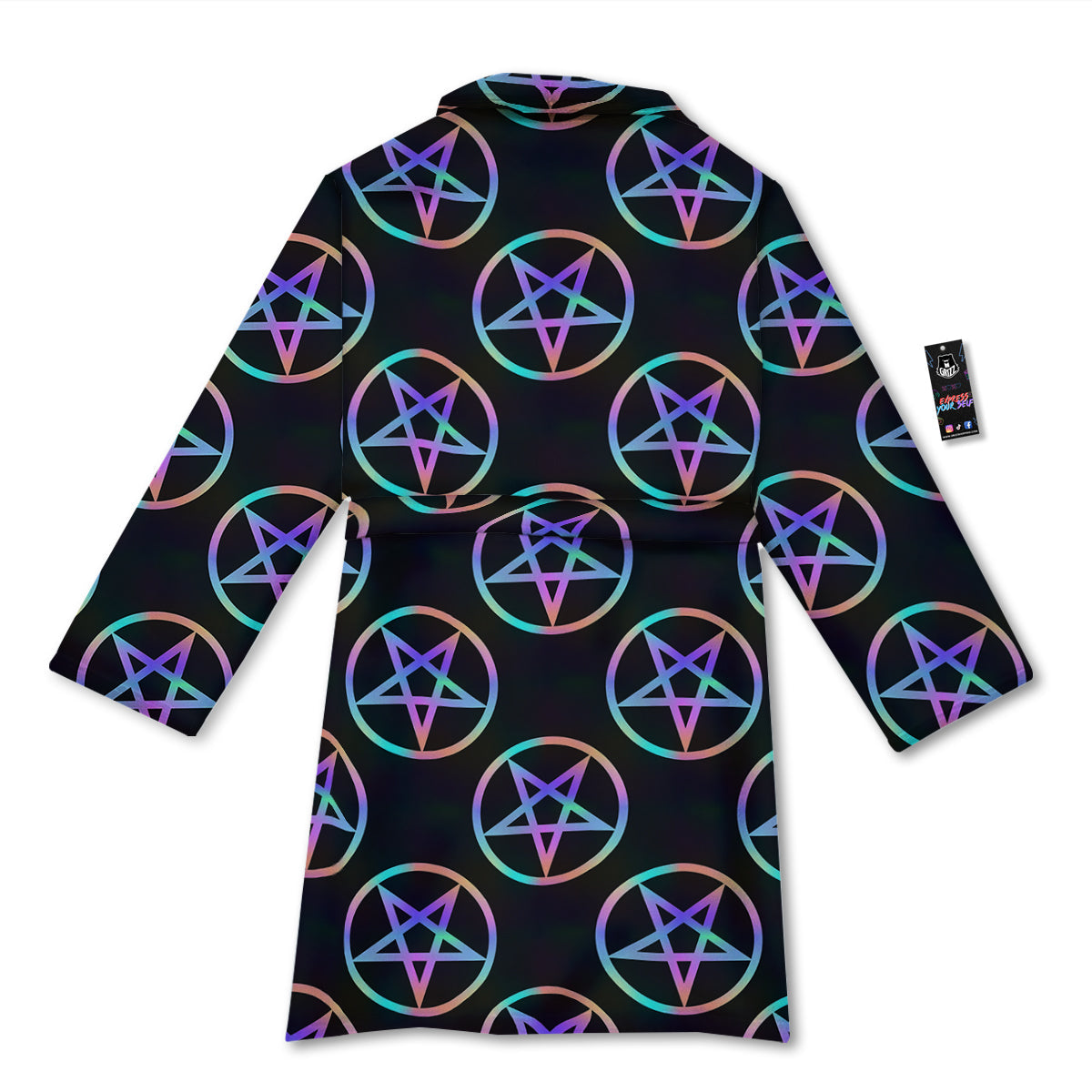 Pentagram Holographic Print Pattern Bathrobe-grizzshop