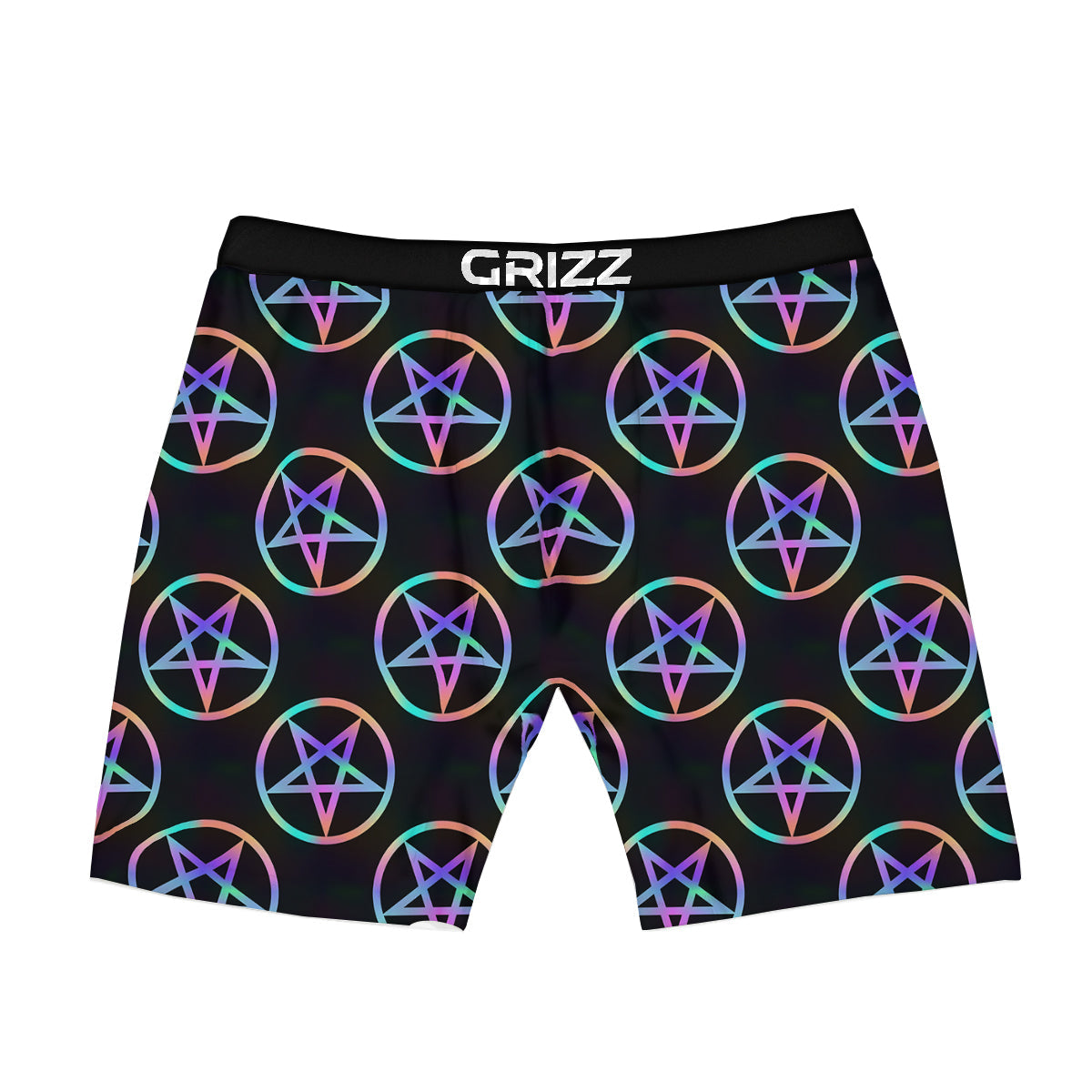 Pentagram Holographic Print Pattern Boxer Briefs-grizzshop