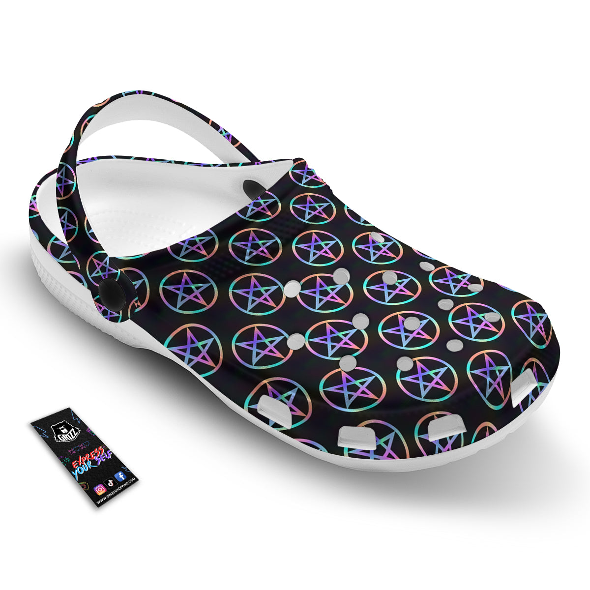 Pentagram Holographic Print Pattern Clog-grizzshop