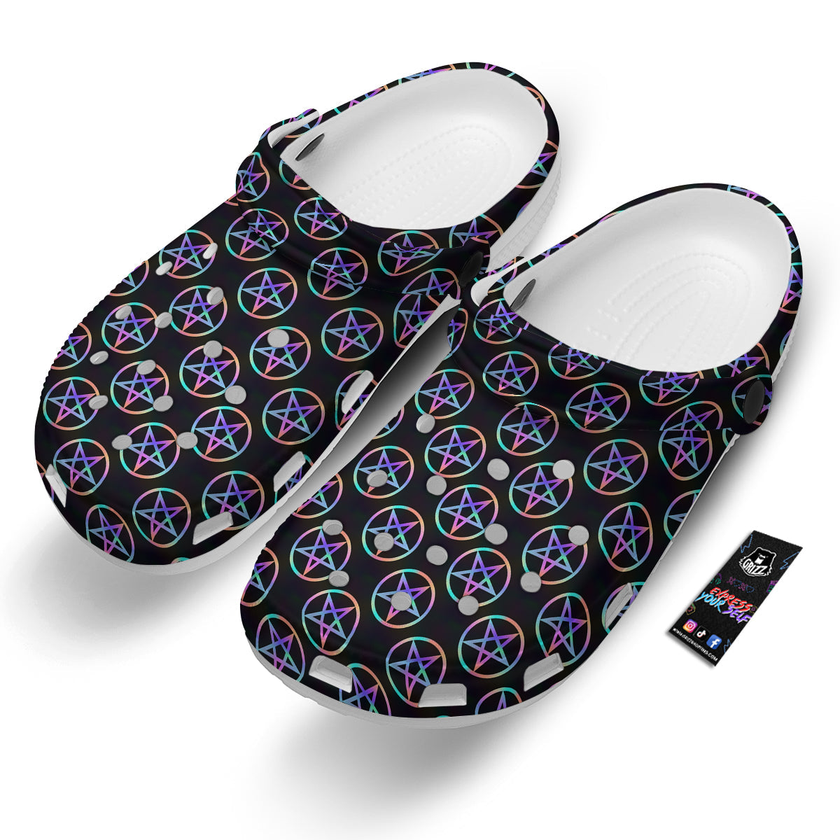 Pentagram Holographic Print Pattern Clog-grizzshop