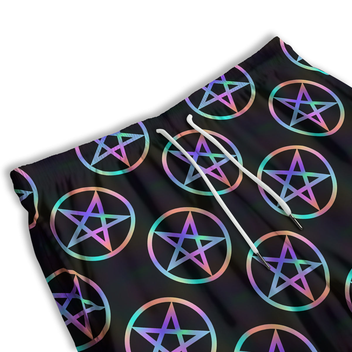 Pentagram Holographic Print Pattern Men's Athletic Shorts