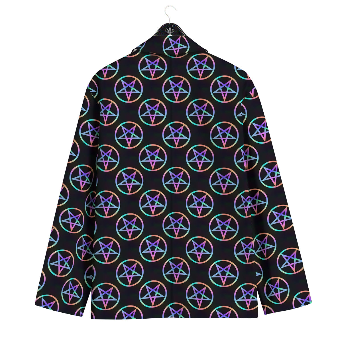 Pentagram Holographic Print Pattern Men's Sport Coat-grizzshop