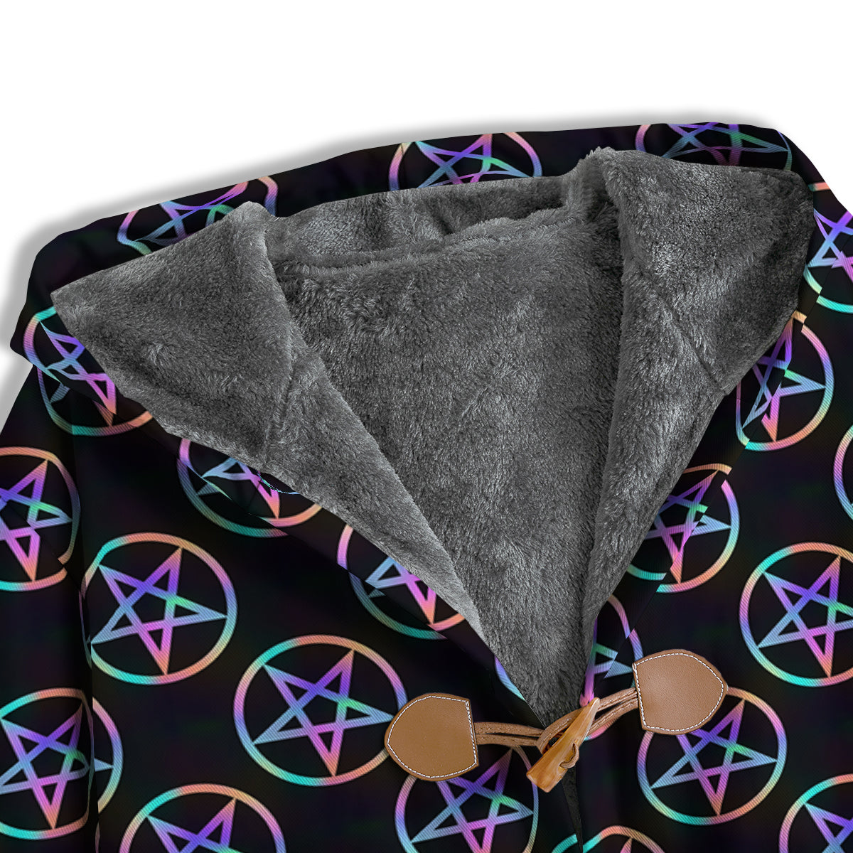 Pentagram Holographic Print Pattern Men's Windbreaker Jacket-grizzshop