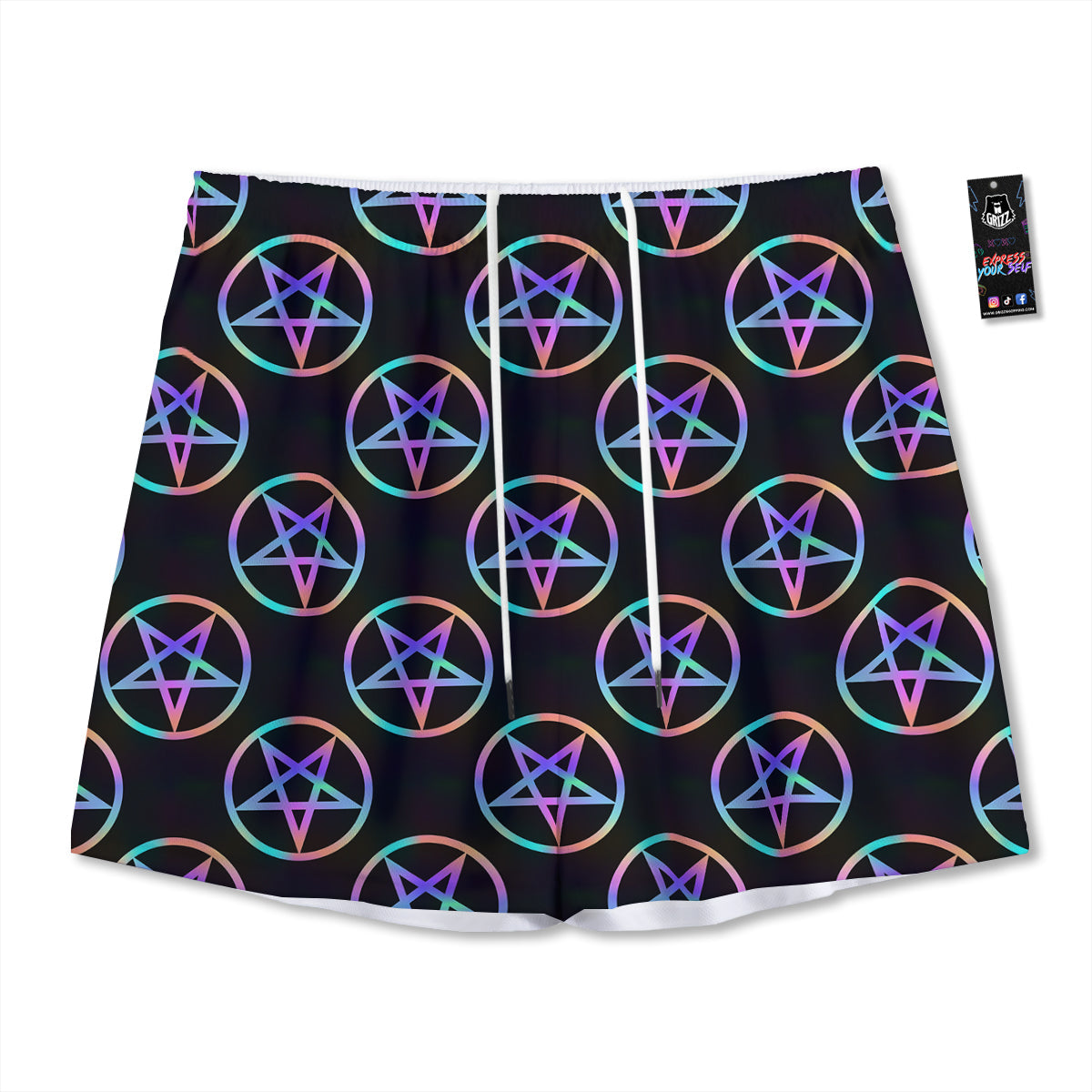 Pineapple Geometric Print Pattern Mesh Shorts