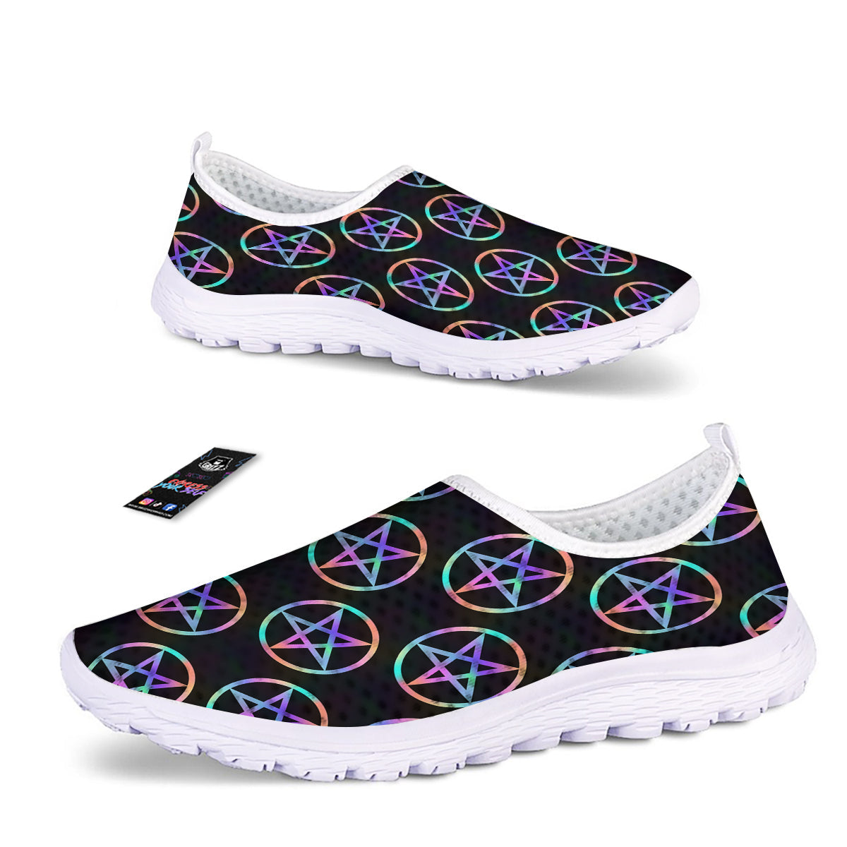 Pentagram Holographic Print Pattern Nurse Shoes-grizzshop