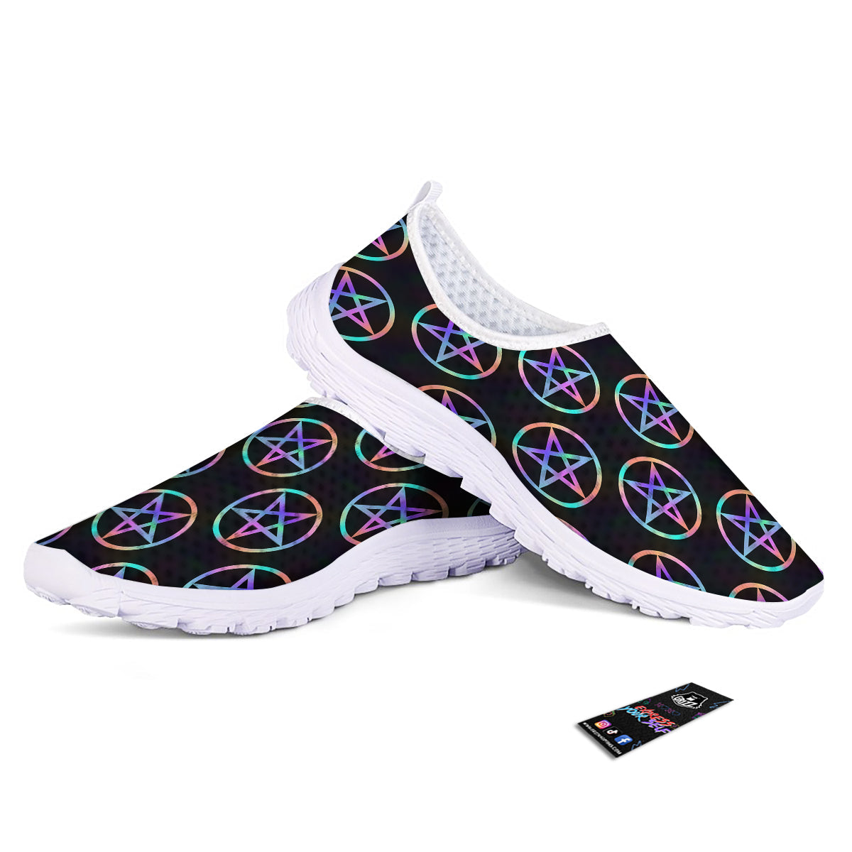 Pentagram Holographic Print Pattern Nurse Shoes-grizzshop