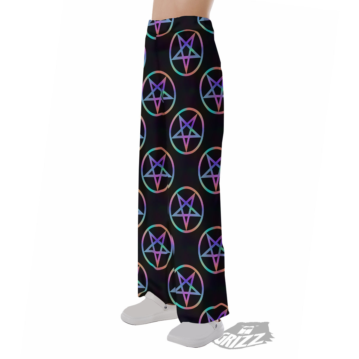 Pentagram Holographic Print Pattern Pajama Pants-grizzshop