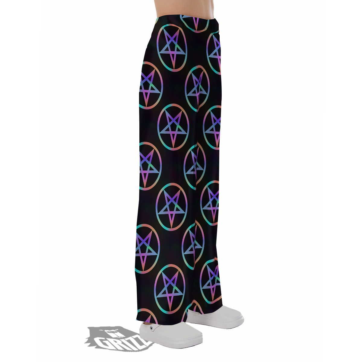 Pentagram Holographic Print Pattern Pajama Pants-grizzshop