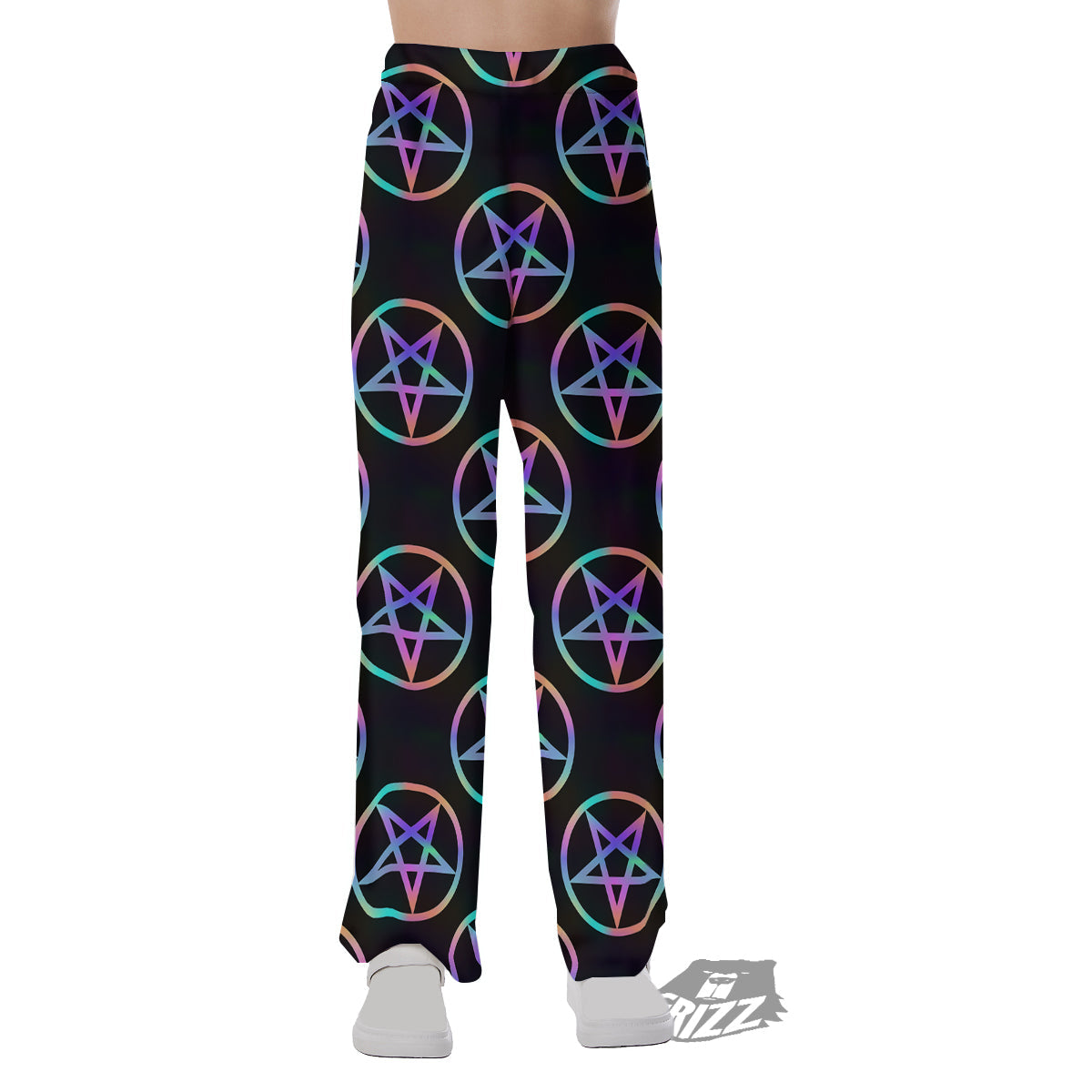 Pentagram Holographic Print Pattern Pajama Pants-grizzshop