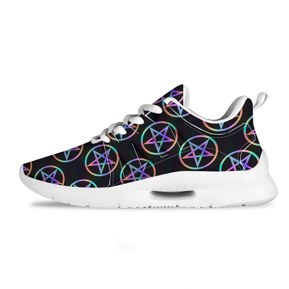 Pentagram Holographic Print Pattern Tennis Shoes-grizzshop