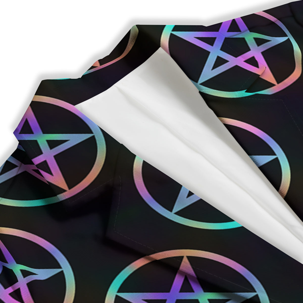 Pentagram Holographic Print Pattern Women's Blazer-grizzshop