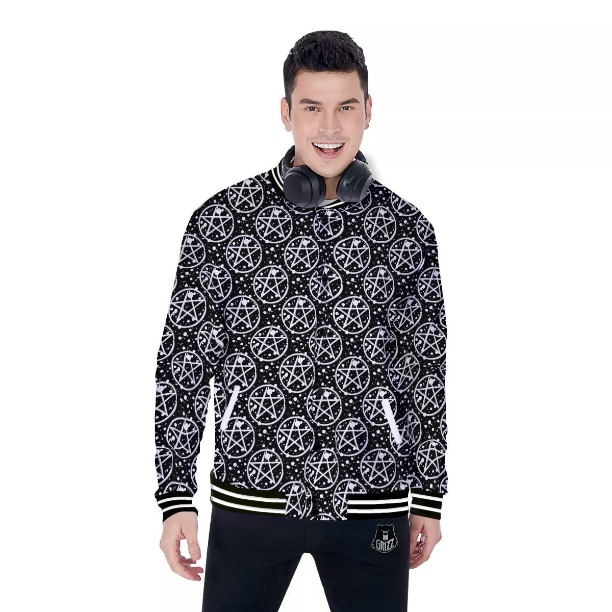 Pentagram Pentagram Magic Pattern Baseball Jacket-grizzshop