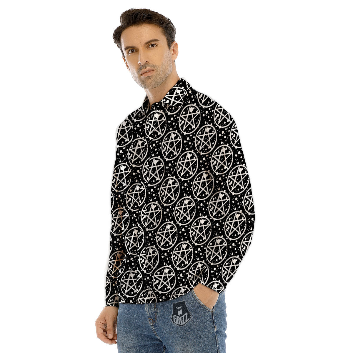 Pentagram Pentagram Magic Pattern Men's Dress Shirts-grizzshop