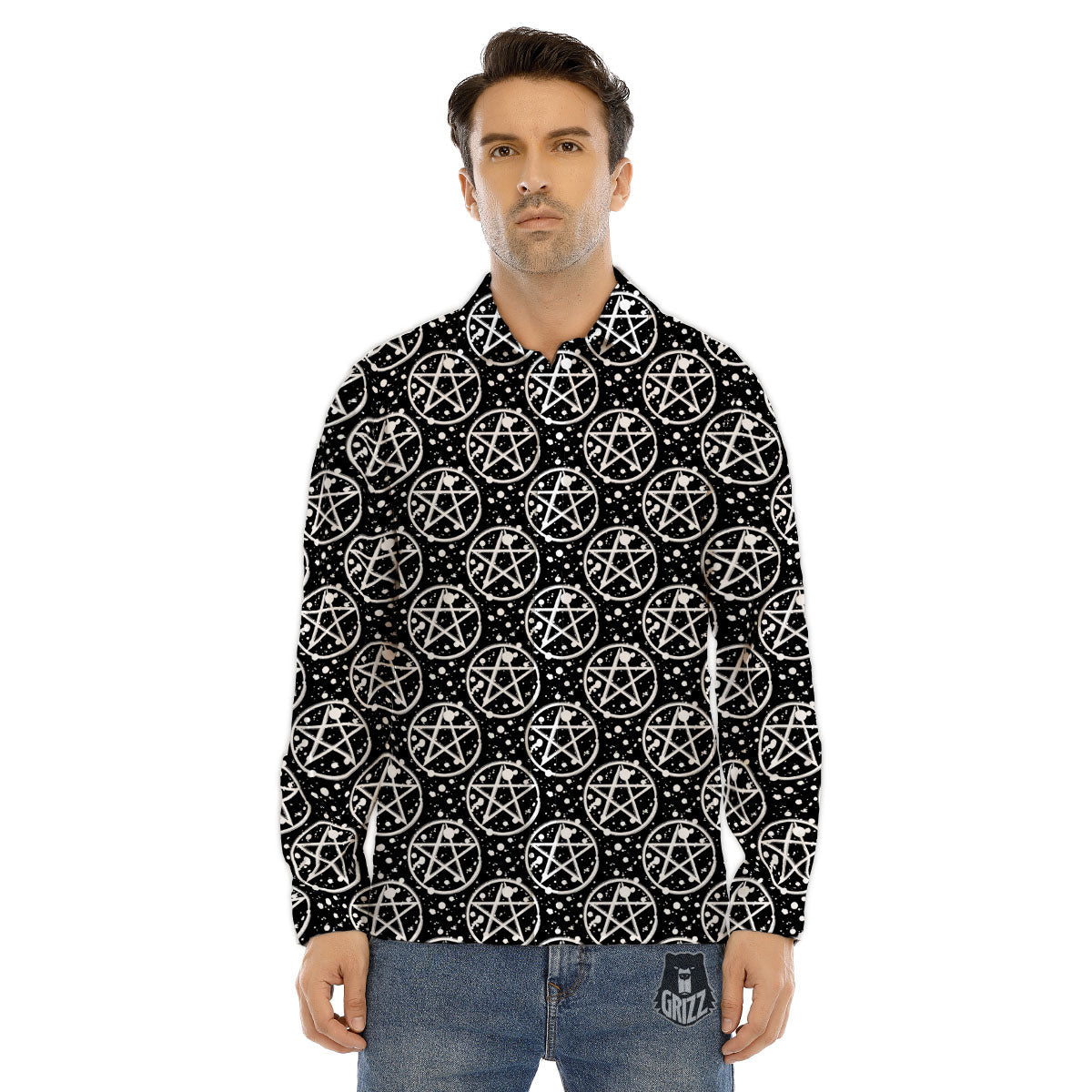 Pentagram Pentagram Magic Pattern Men's Dress Shirts-grizzshop
