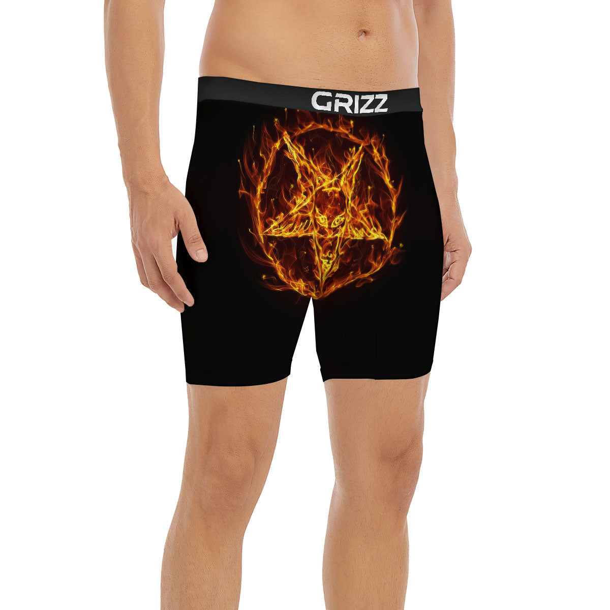 Pentagram Satanic Flame Print Boxer Briefs-grizzshop