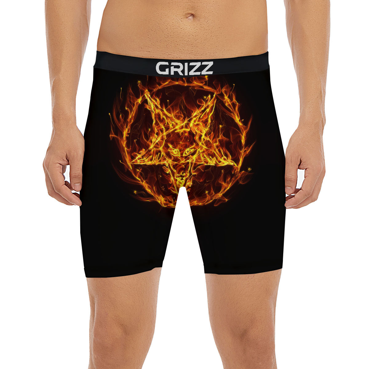 Pentagram Satanic Flame Print Boxer Briefs-grizzshop