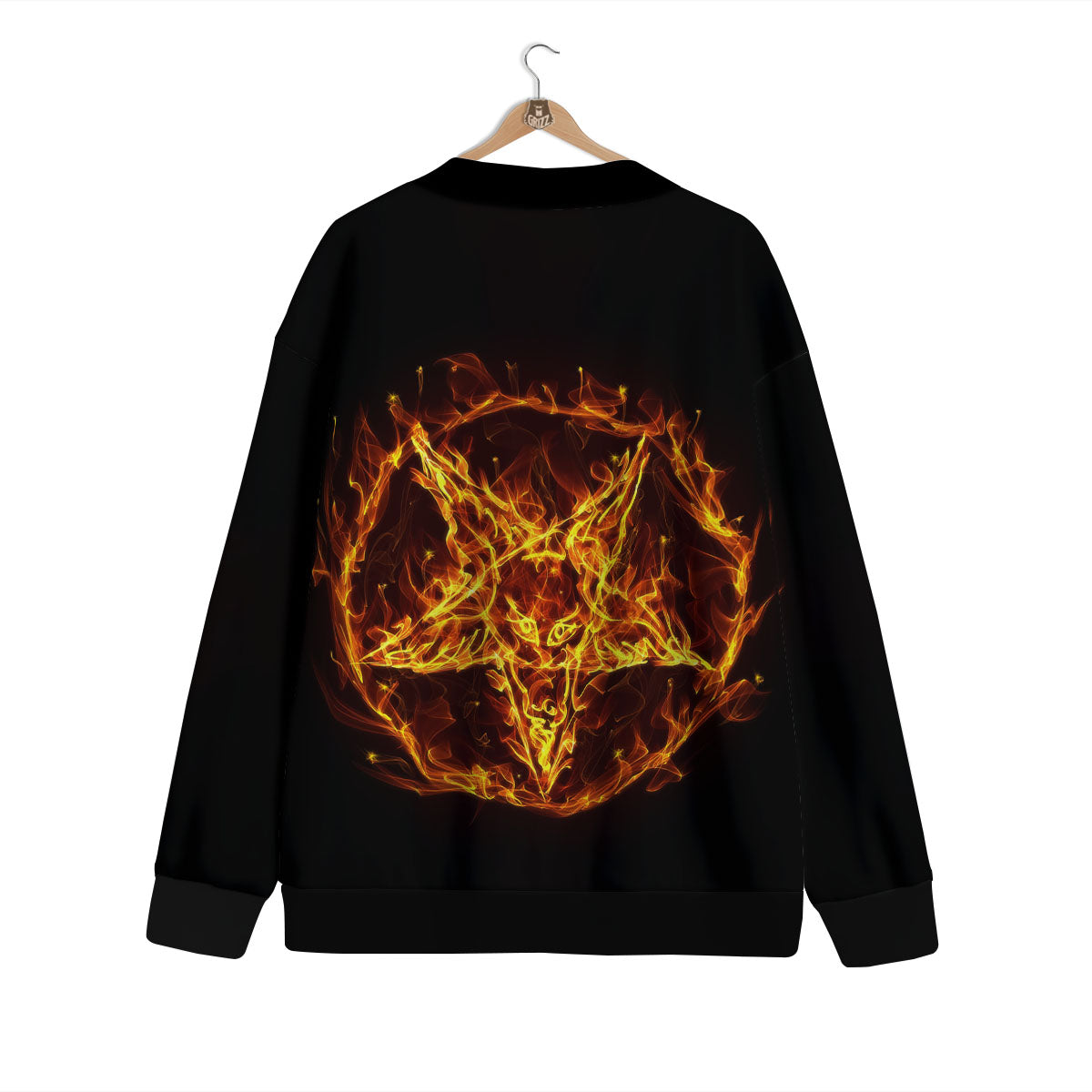 Pentagram Satanic Flame Print Cardigan-grizzshop
