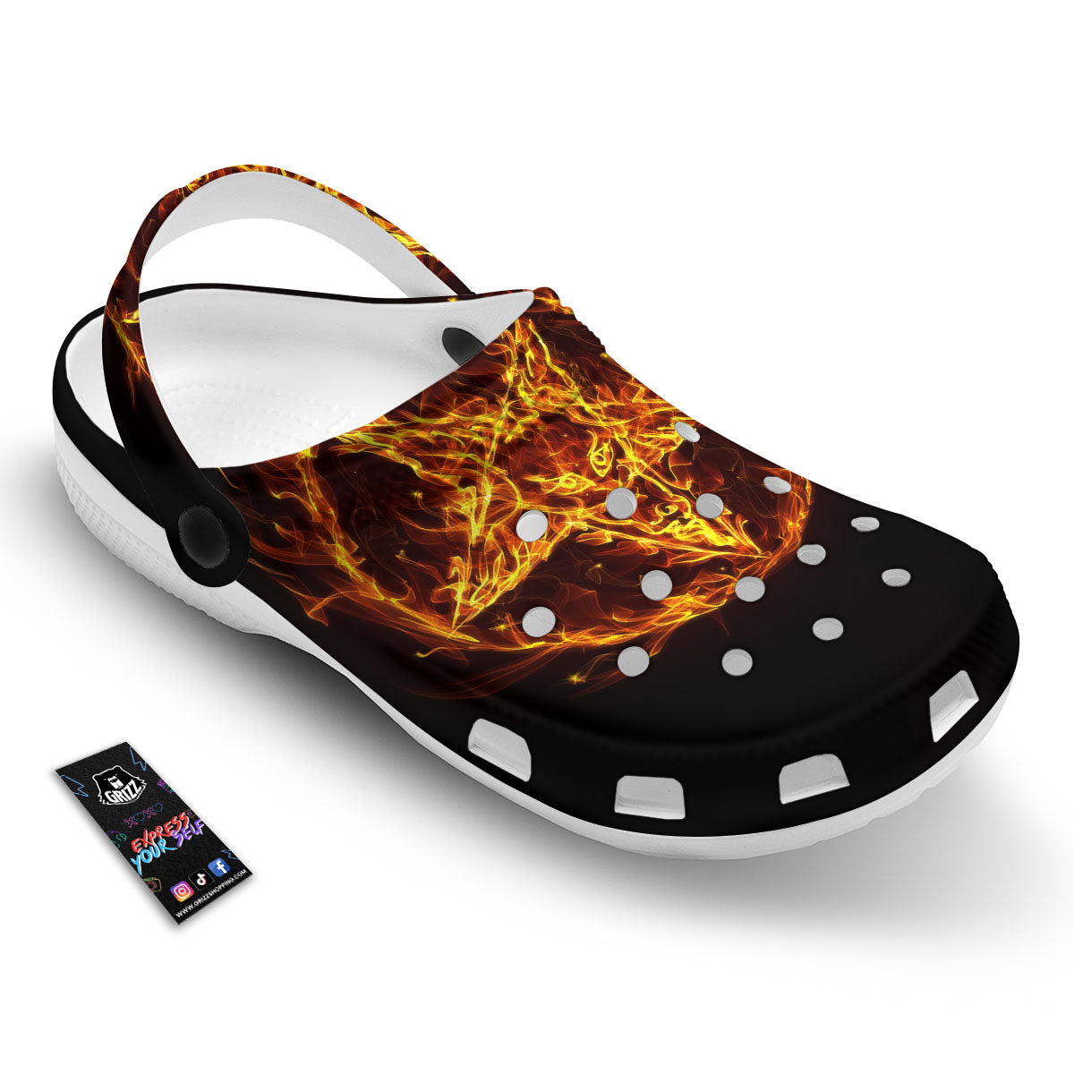 Pentagram Satanic Flame Print Clog-grizzshop