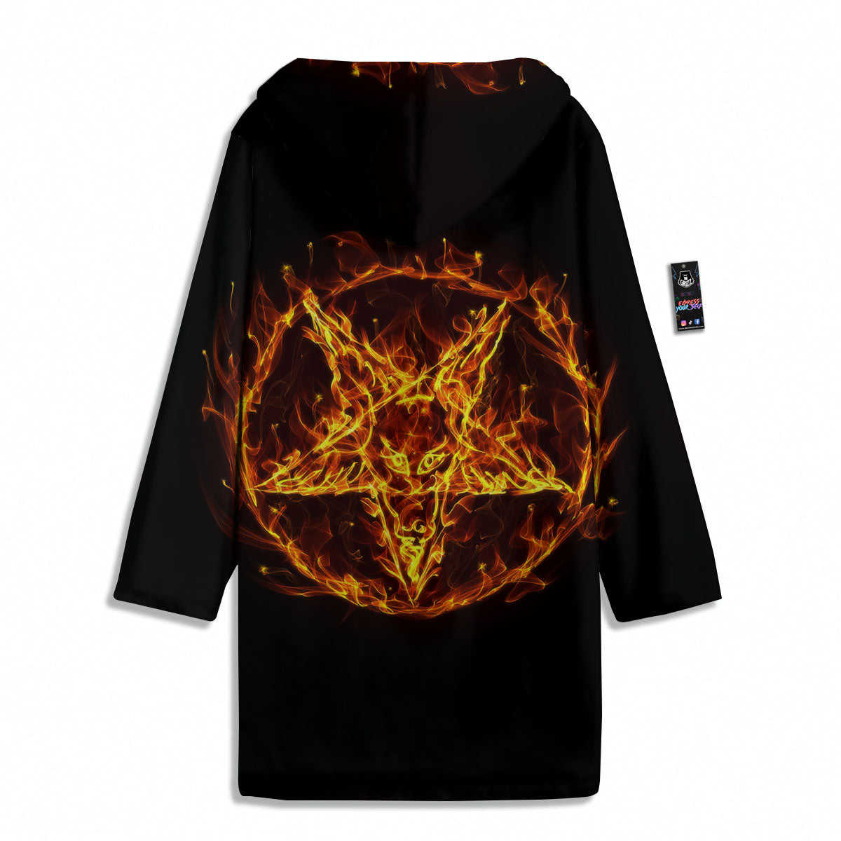 Pentagram Satanic Flame Print Men's Windbreaker Jacket-grizzshop