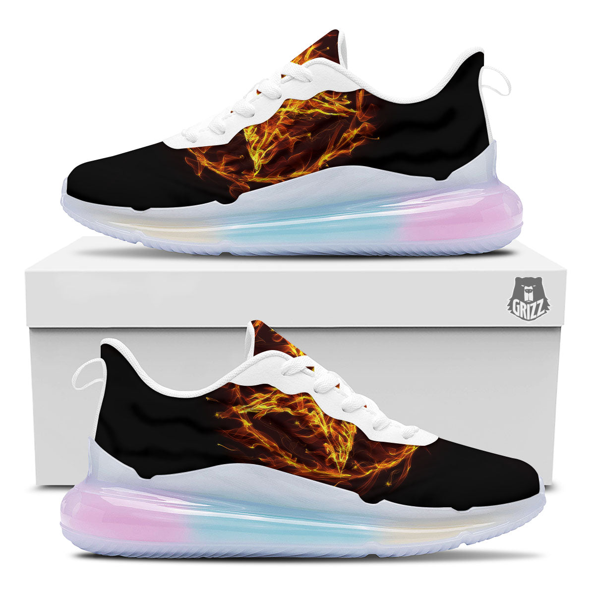 Pentagram Satanic Flame Print Running Sneakers-grizzshop