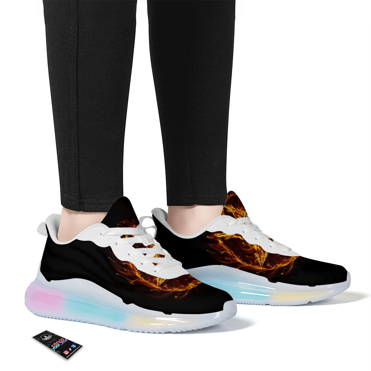 Pentagram Satanic Flame Print Running Sneakers-grizzshop