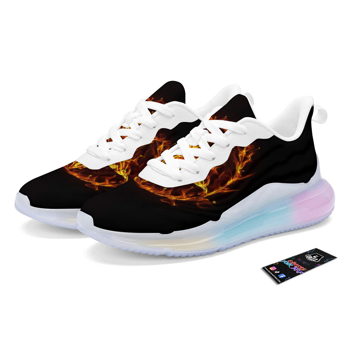 Pentagram Satanic Flame Print Running Sneakers-grizzshop