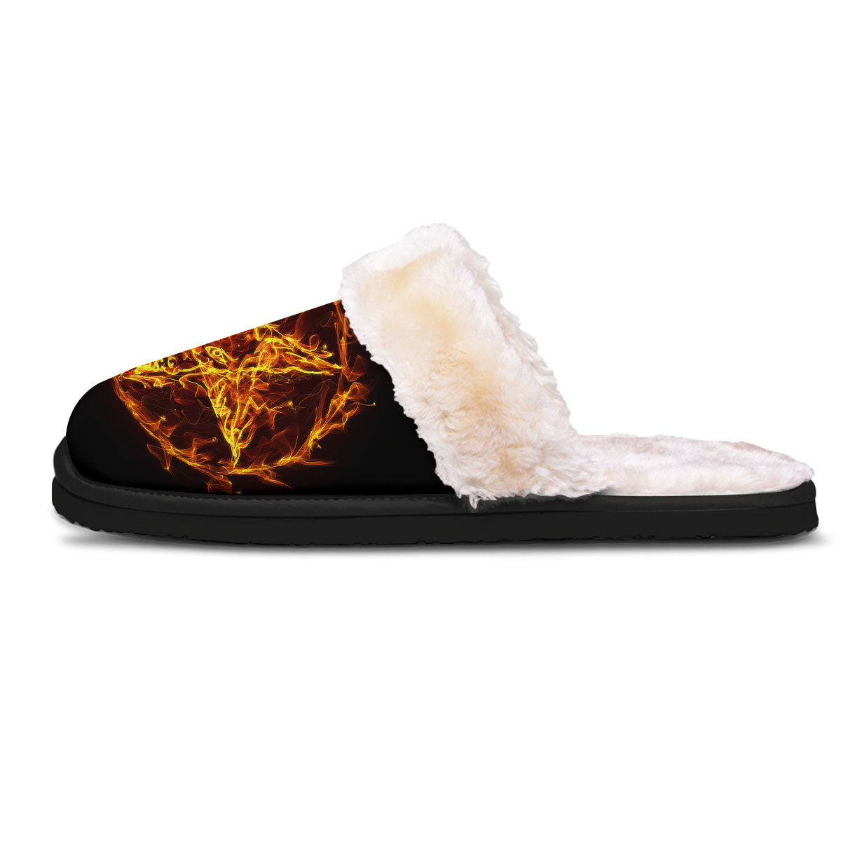 Pentagram Satanic Flame Print Slippers-grizzshop