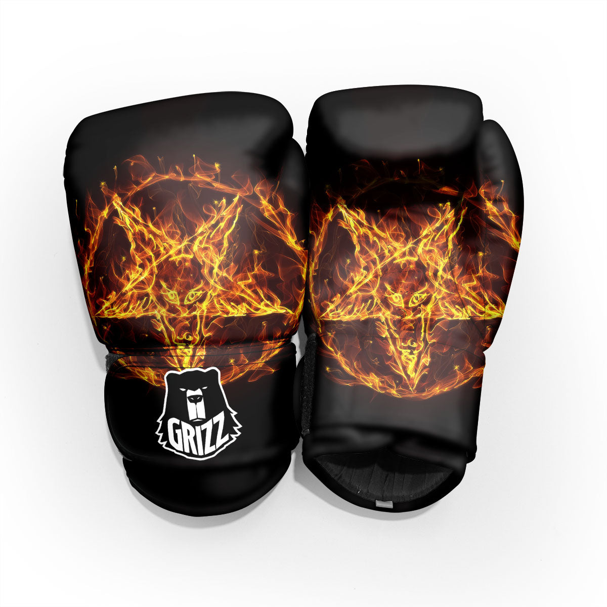 Pentagram Satanic Flame Print Pro Boxing Glove