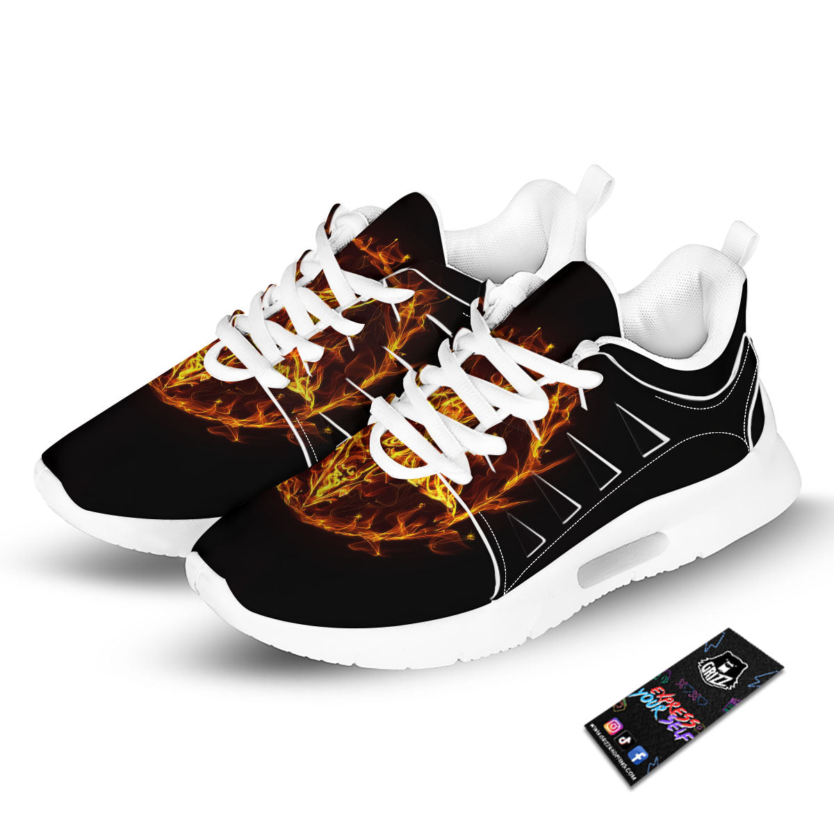 Pentagram Satanic Flame Print Tennis Shoes-grizzshop