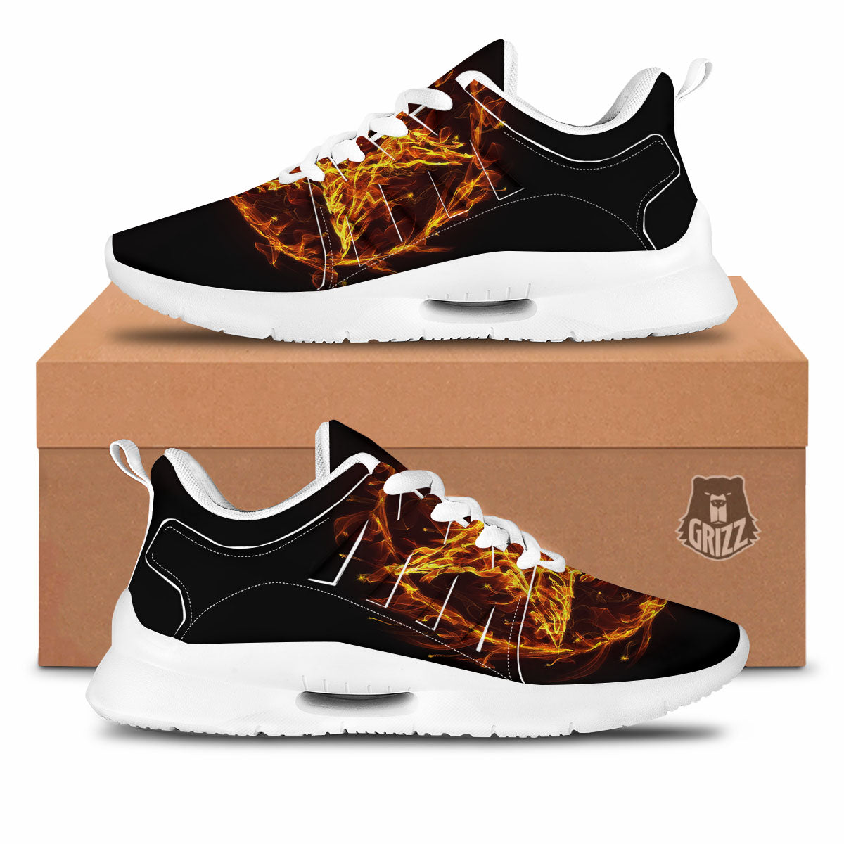 Pentagram Satanic Flame Print Tennis Shoes-grizzshop