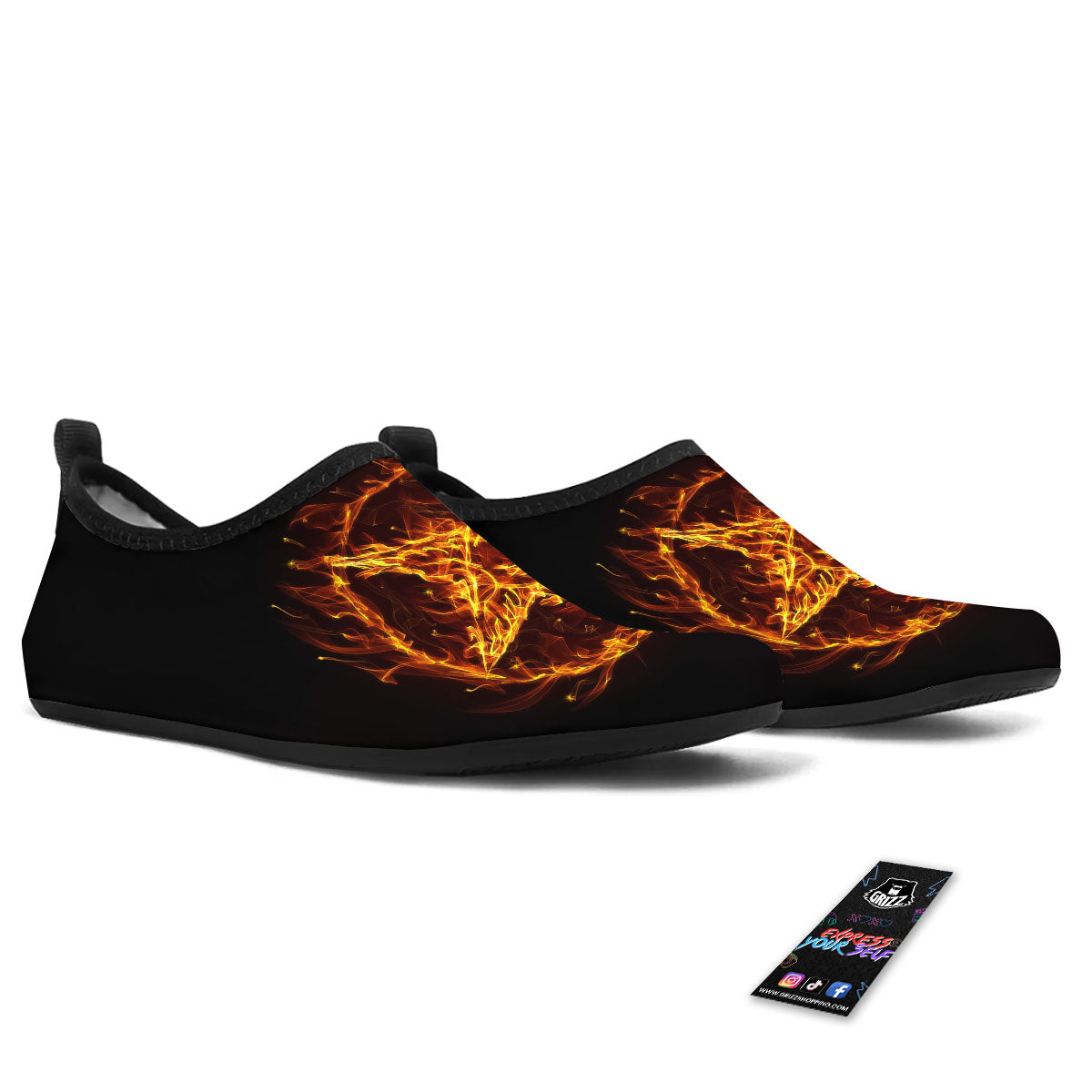 Pentagram Satanic Flame Print Water Shoes-grizzshop