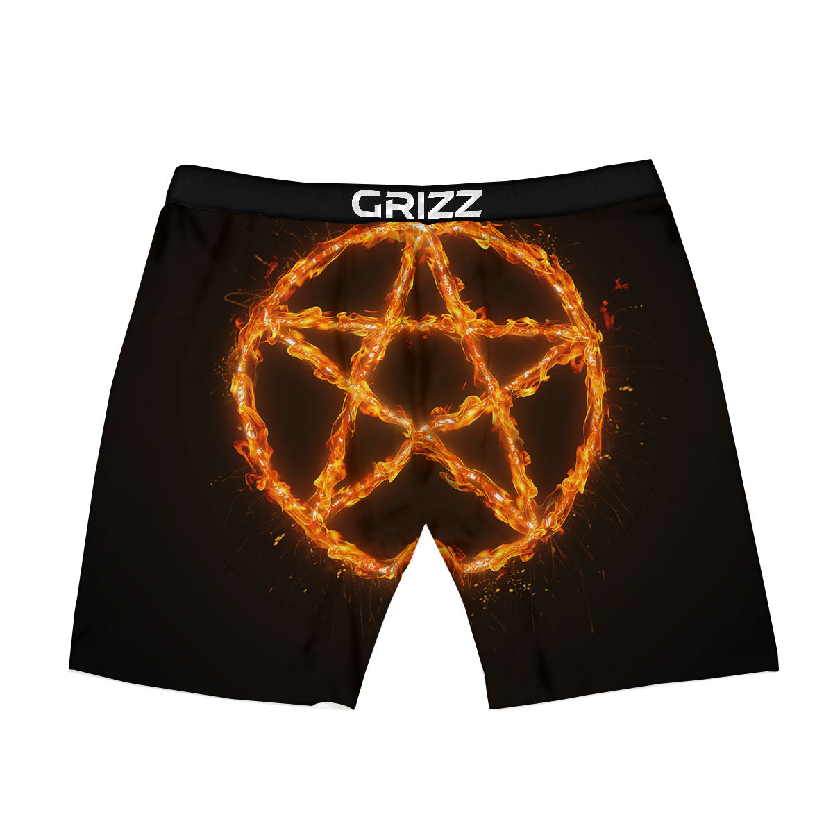 Pentagram Symbol Flaming Print Boxer Briefs-grizzshop