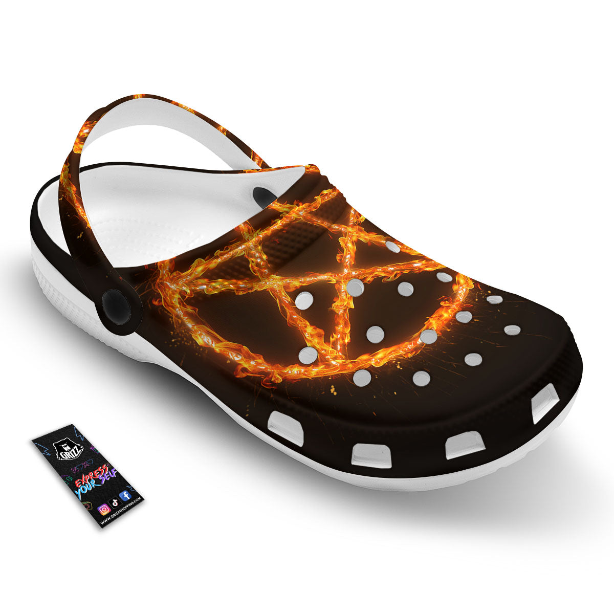 Pentagram Symbol Flaming Print Clog-grizzshop