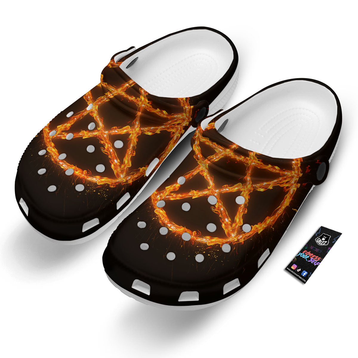 Pentagram Symbol Flaming Print Clog-grizzshop