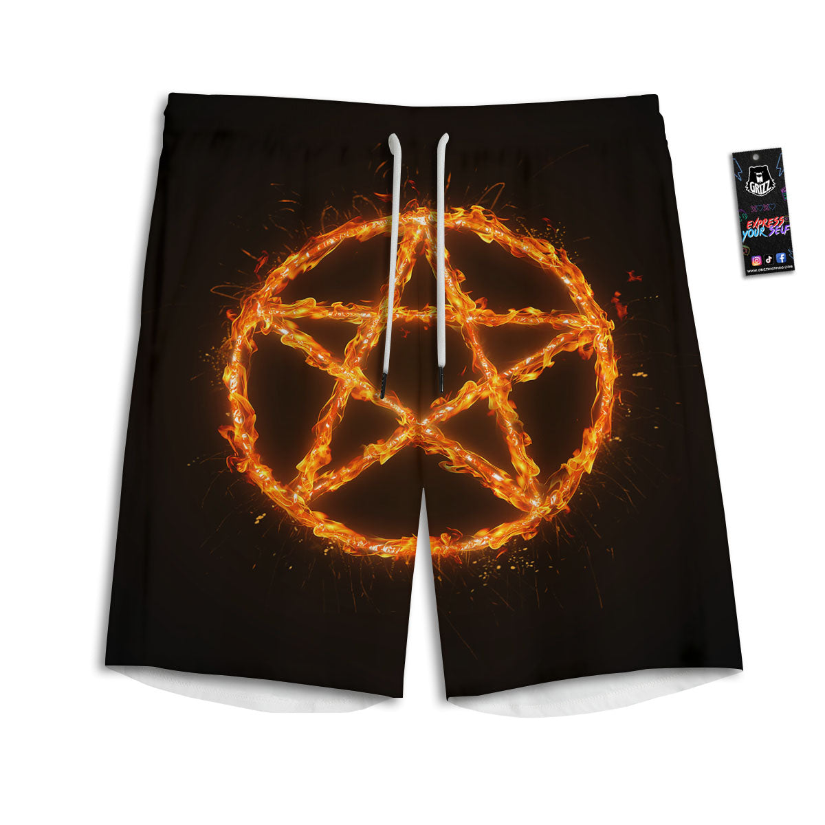 Plumeria Monochrome Print Pattern Men's Athletic Shorts
