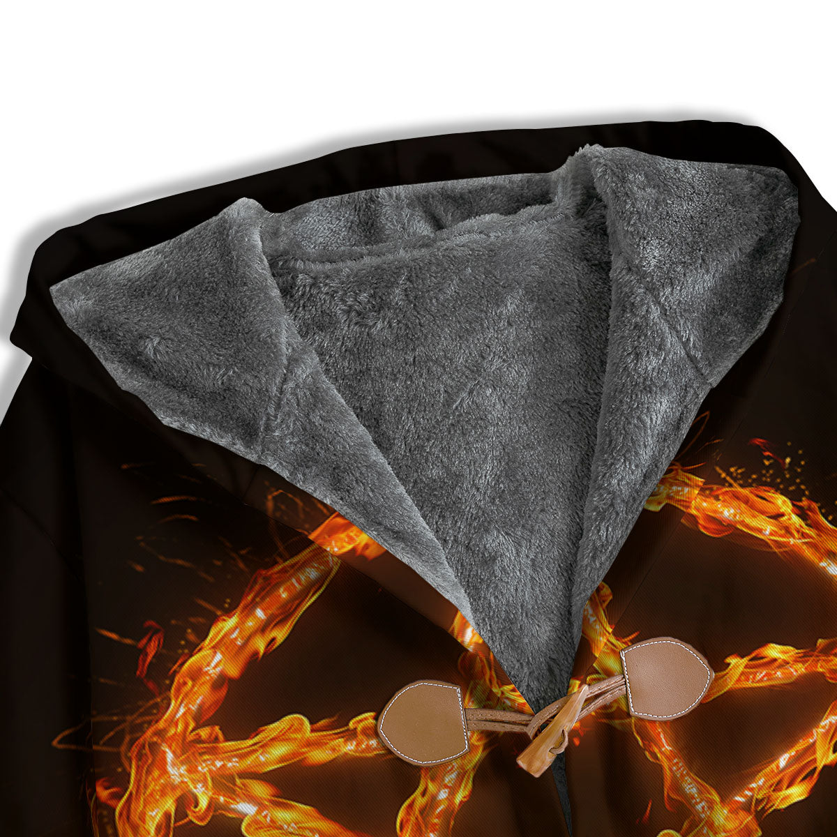 Pentagram Symbol Flaming Print Men's Windbreaker Jacket-grizzshop