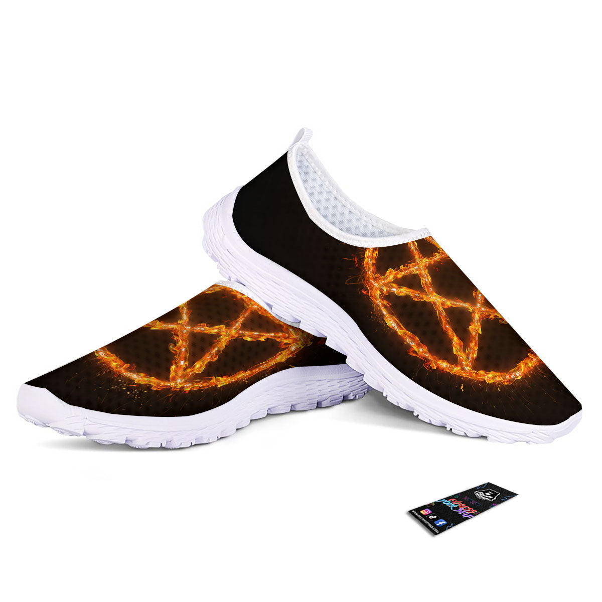 Pentagram Symbol Flaming Print Nurse Shoes-grizzshop