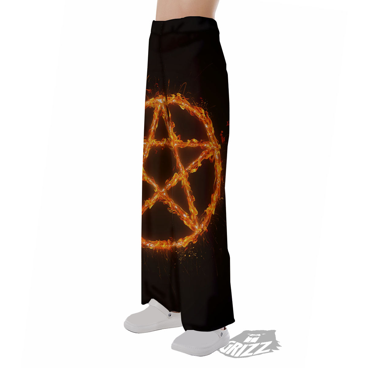 Pentagram Symbol Flaming Print Pajama Pants-grizzshop