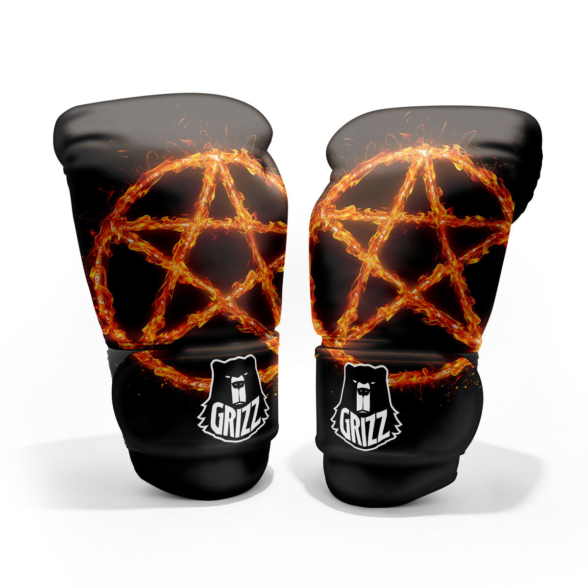 Pentagram Symbol Flaming Print Pro Boxing Glove