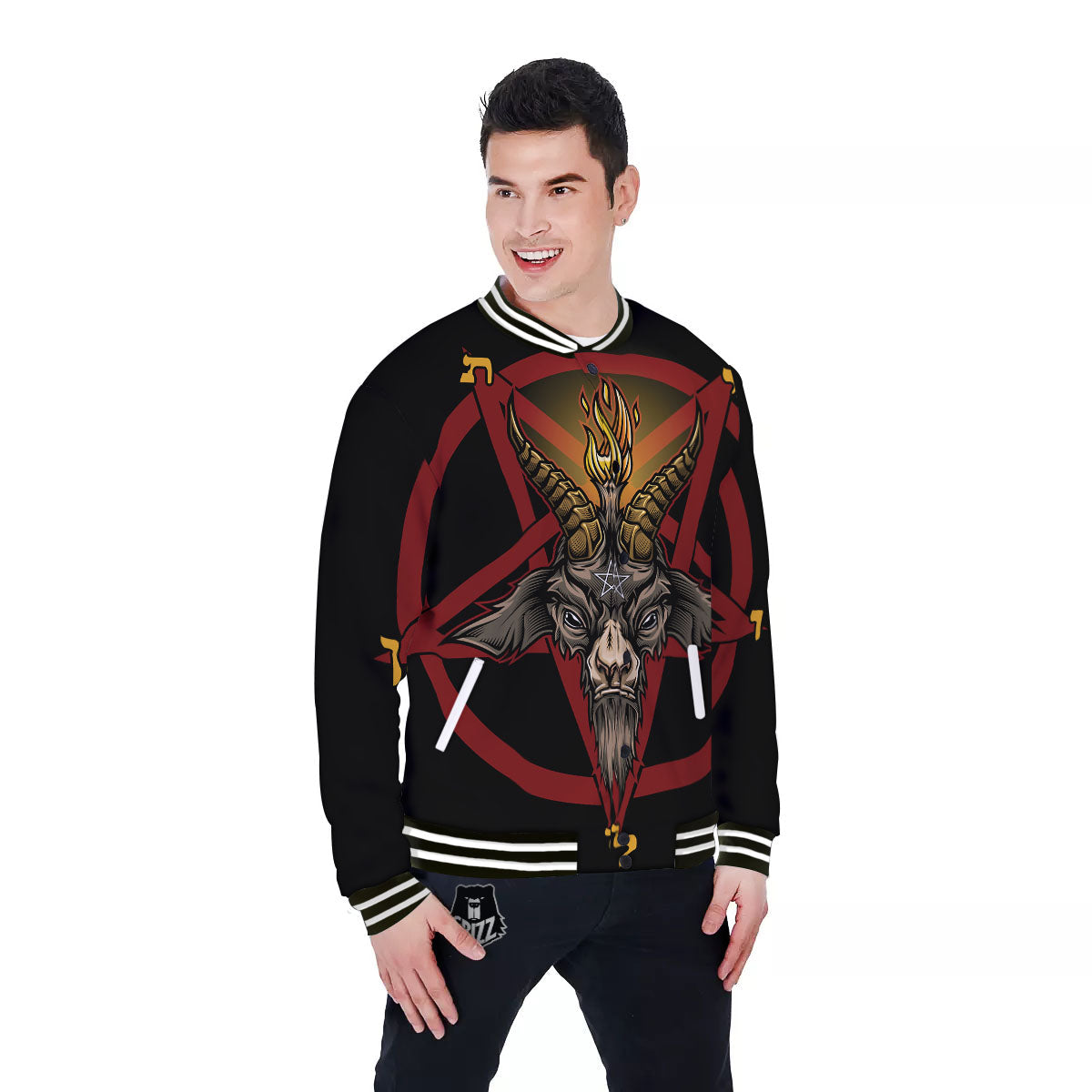 Pentagram Symbol Magic Print Baseball Jacket-grizzshop