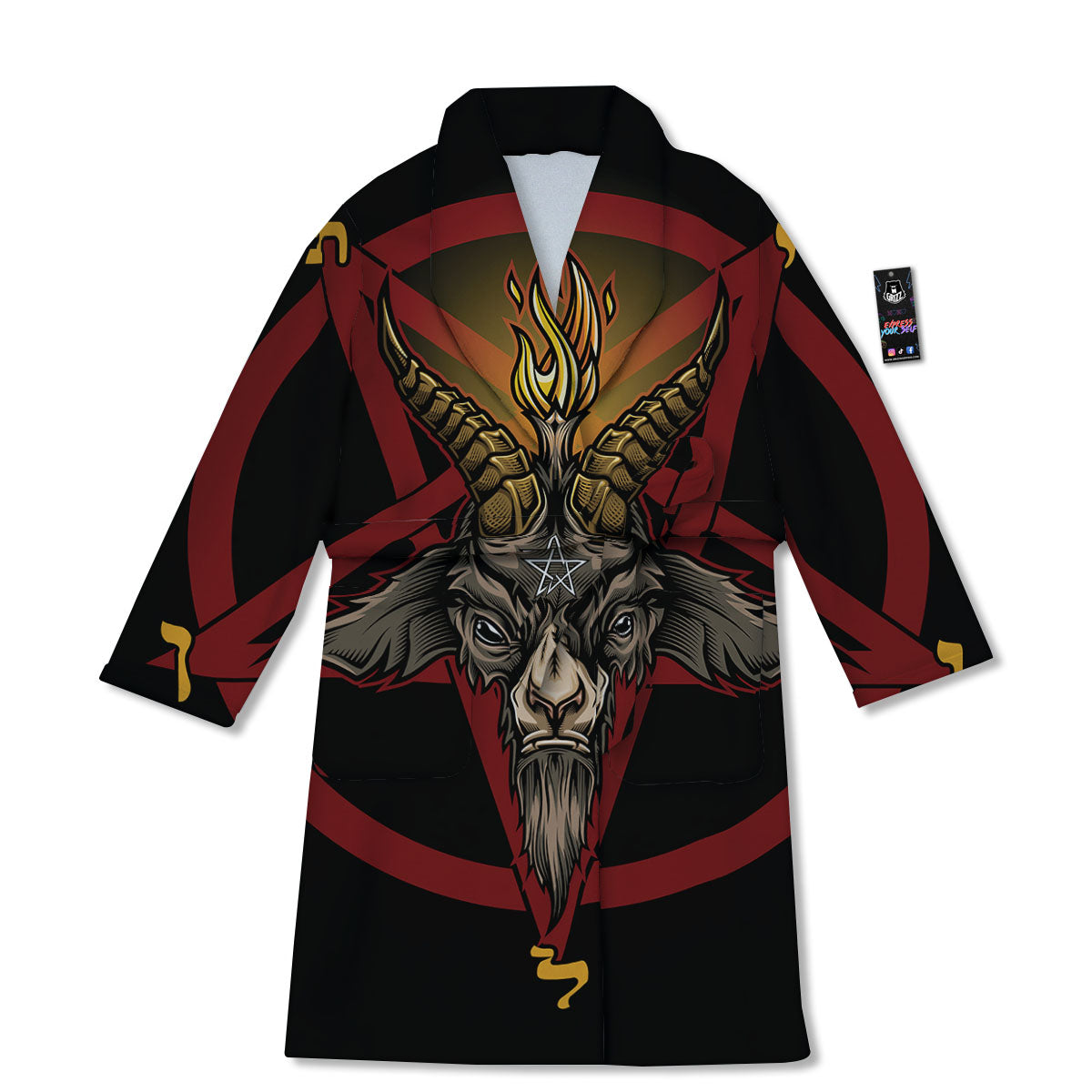 Pentagram Symbol Magic Print Bathrobe-grizzshop