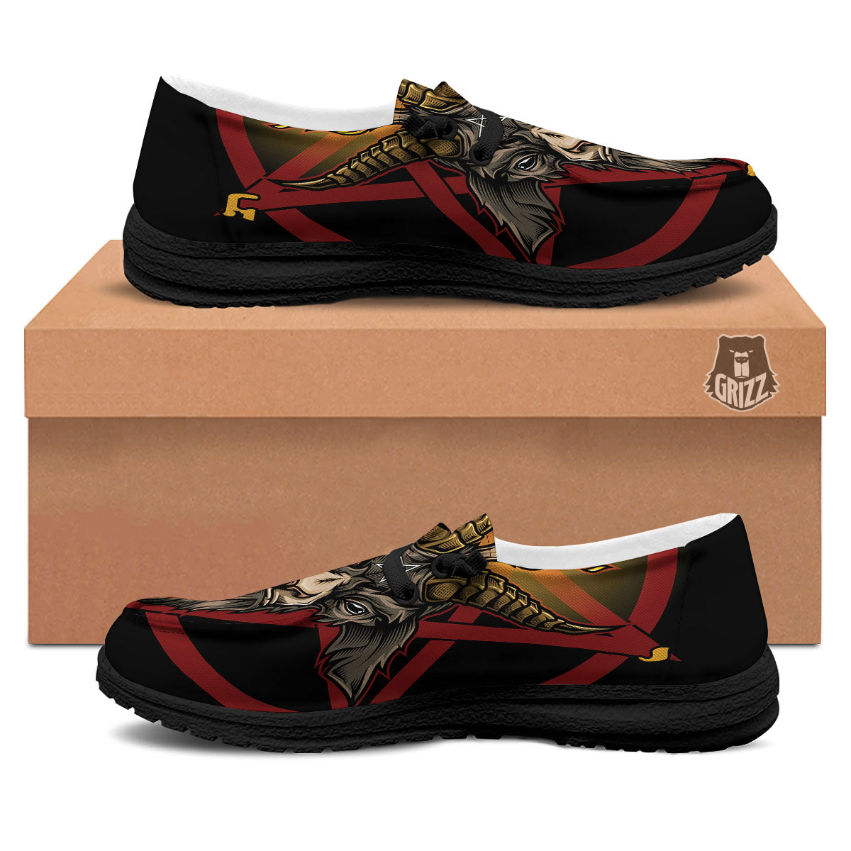 Pentagram Symbol Magic Print Black Loafers-grizzshop