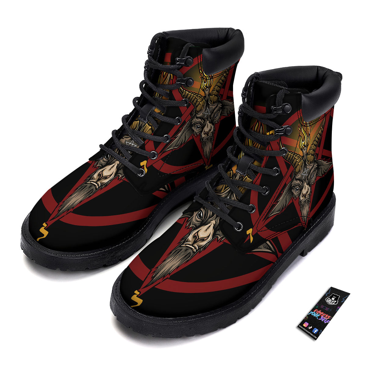 Pentagram Symbol Magic Print Boots-grizzshop