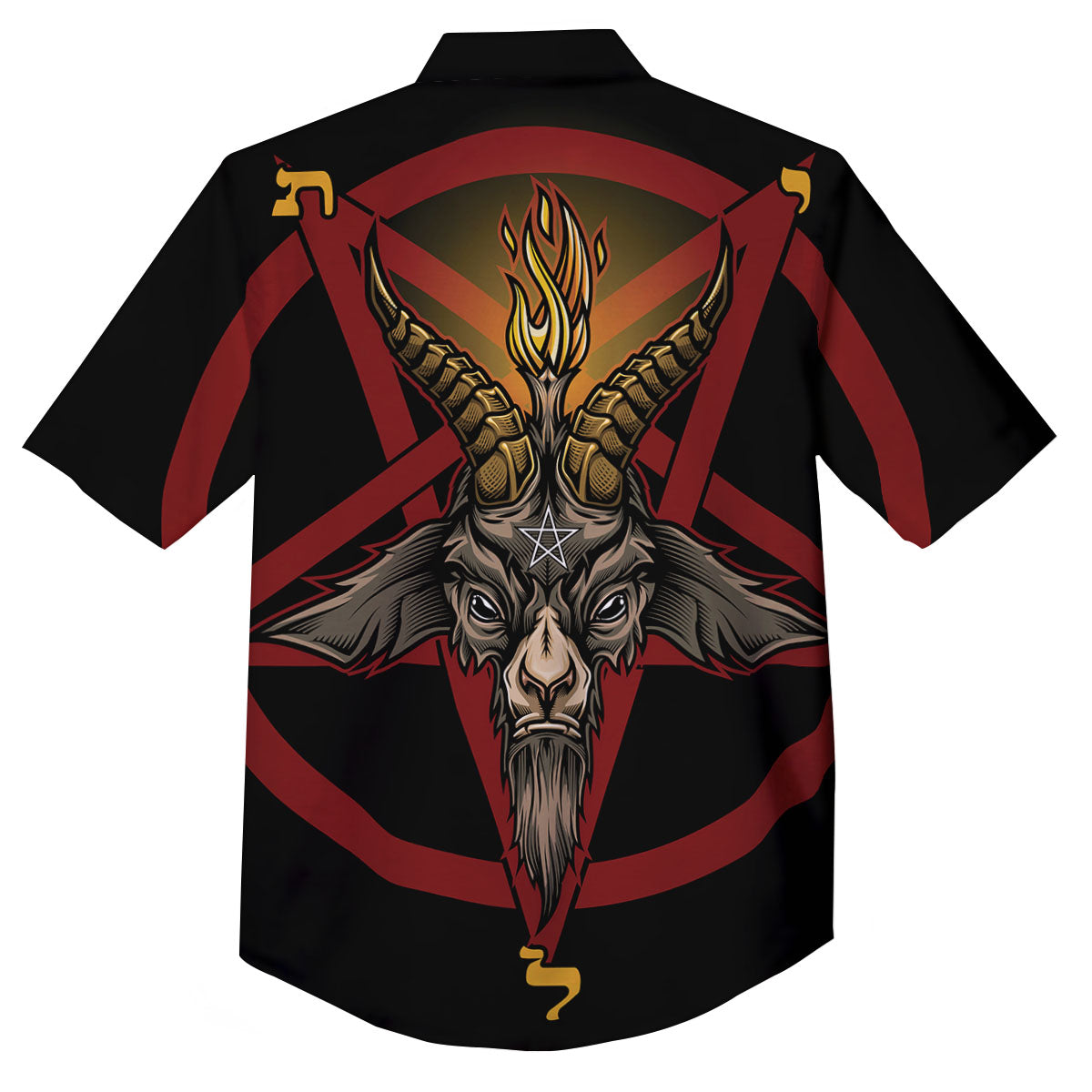 Pentagram Symbol Magic Print Button Up Shirt-grizzshop