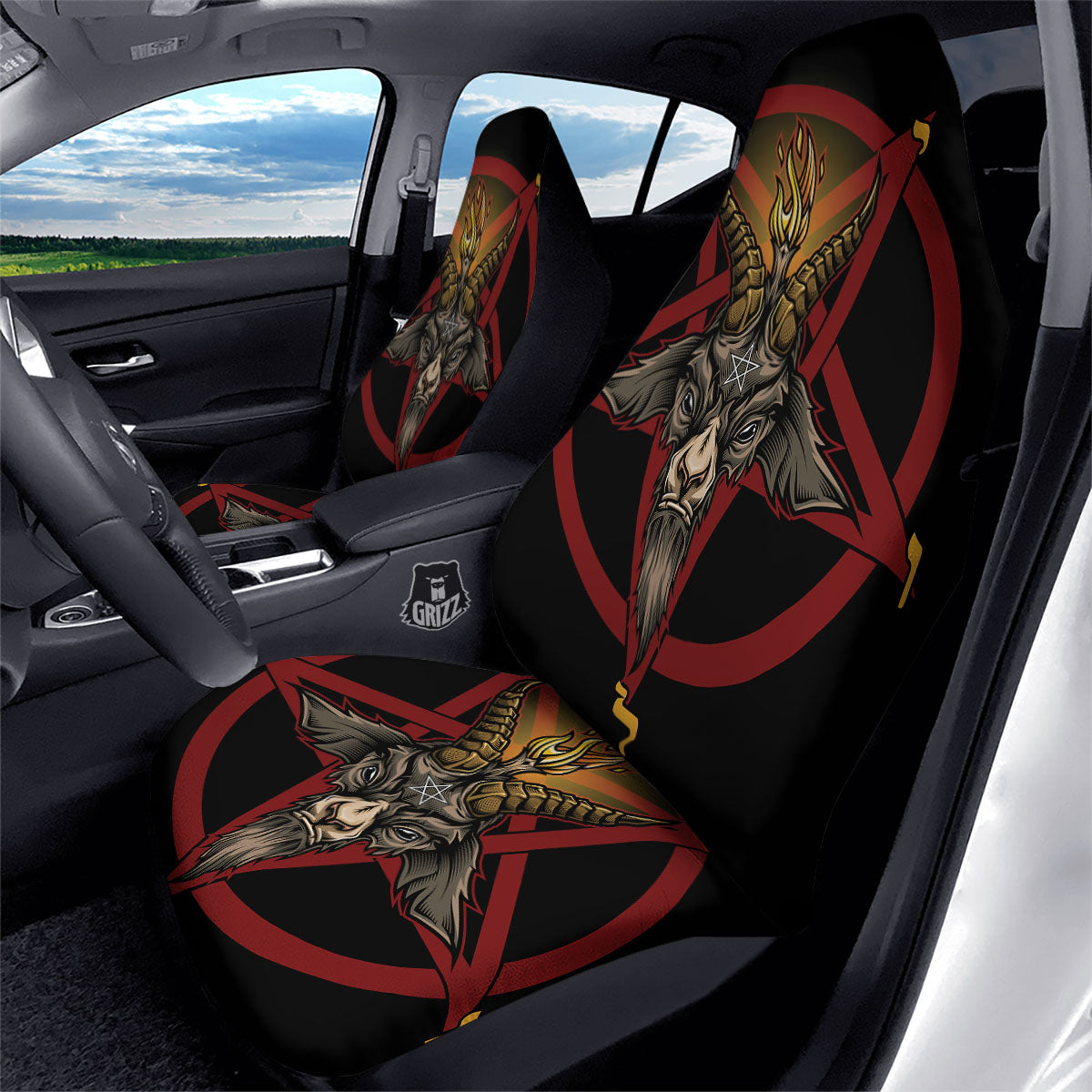 Pentagram Symbol Magic Print Car Seat Covers-grizzshop